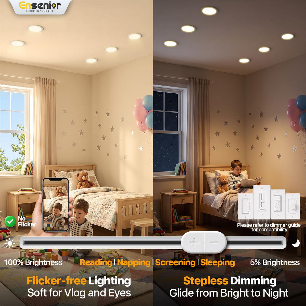 6 Pack 6 Inch 5000K Dimmable Canless Wafer LED Recessed Light