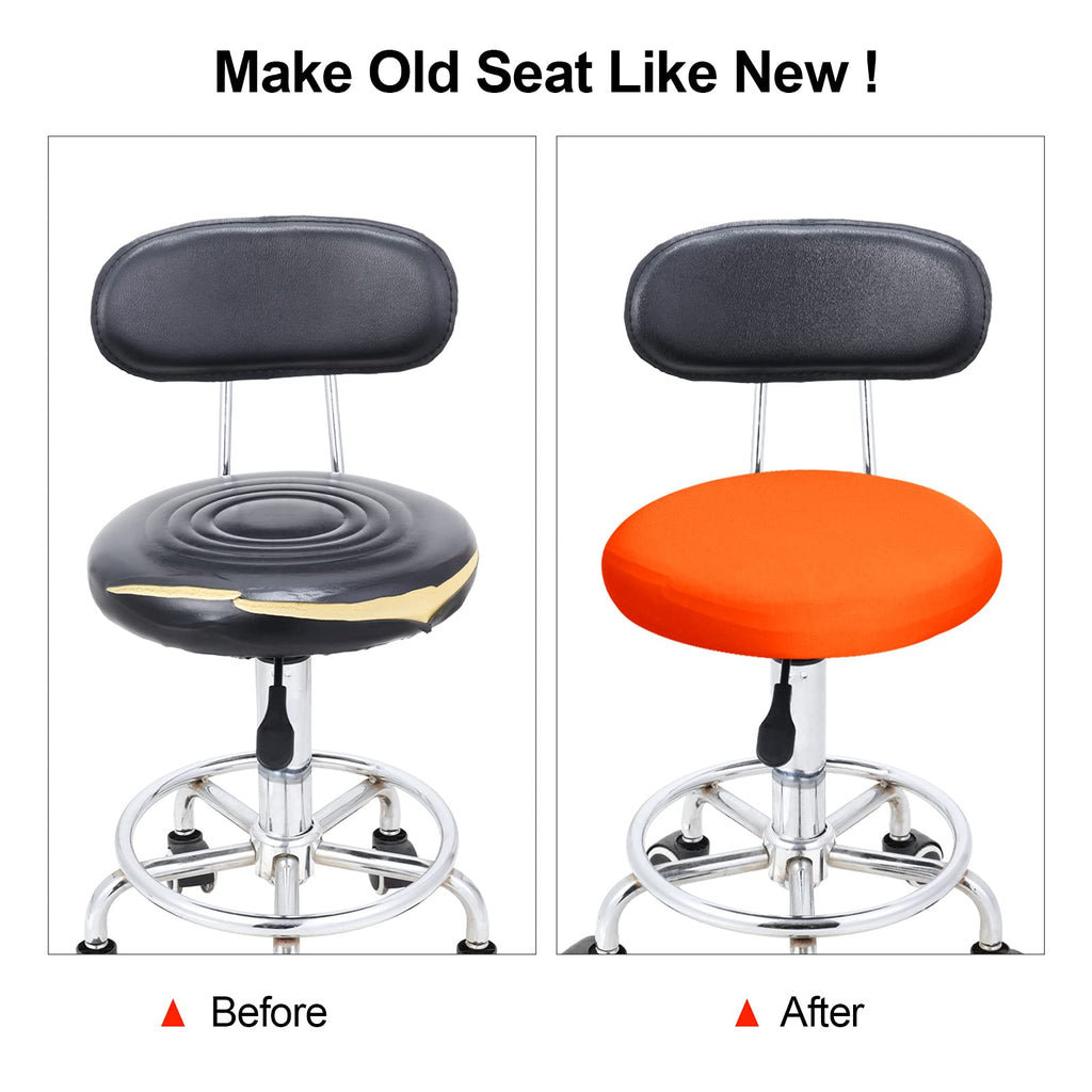 4 Pieces Round Bar Stool Seat Chair Cover for 14-17 Inch Chair, Orange