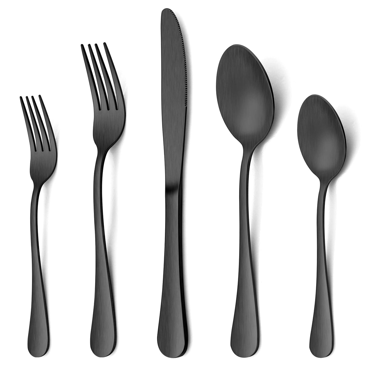 40 Piece Matte Black Silverware Set, Stainless Steel Black Flatware Cutlery Set for 8, Fancy Kitchen Utensil
