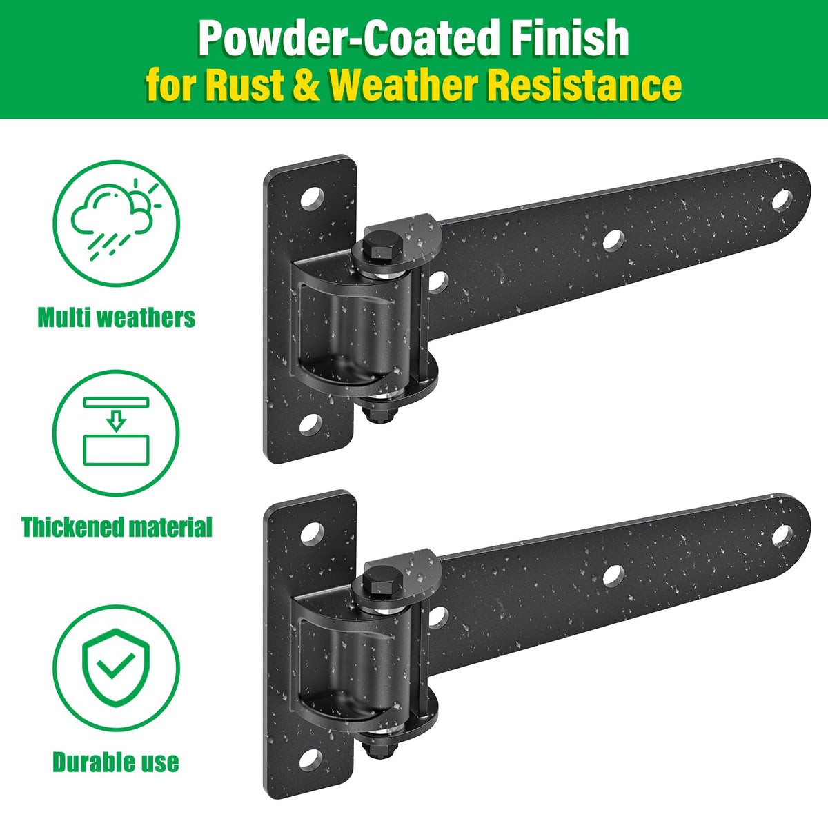Heavy Duty Gate Hinges for Farm & Driveway Gates, 2 Pack