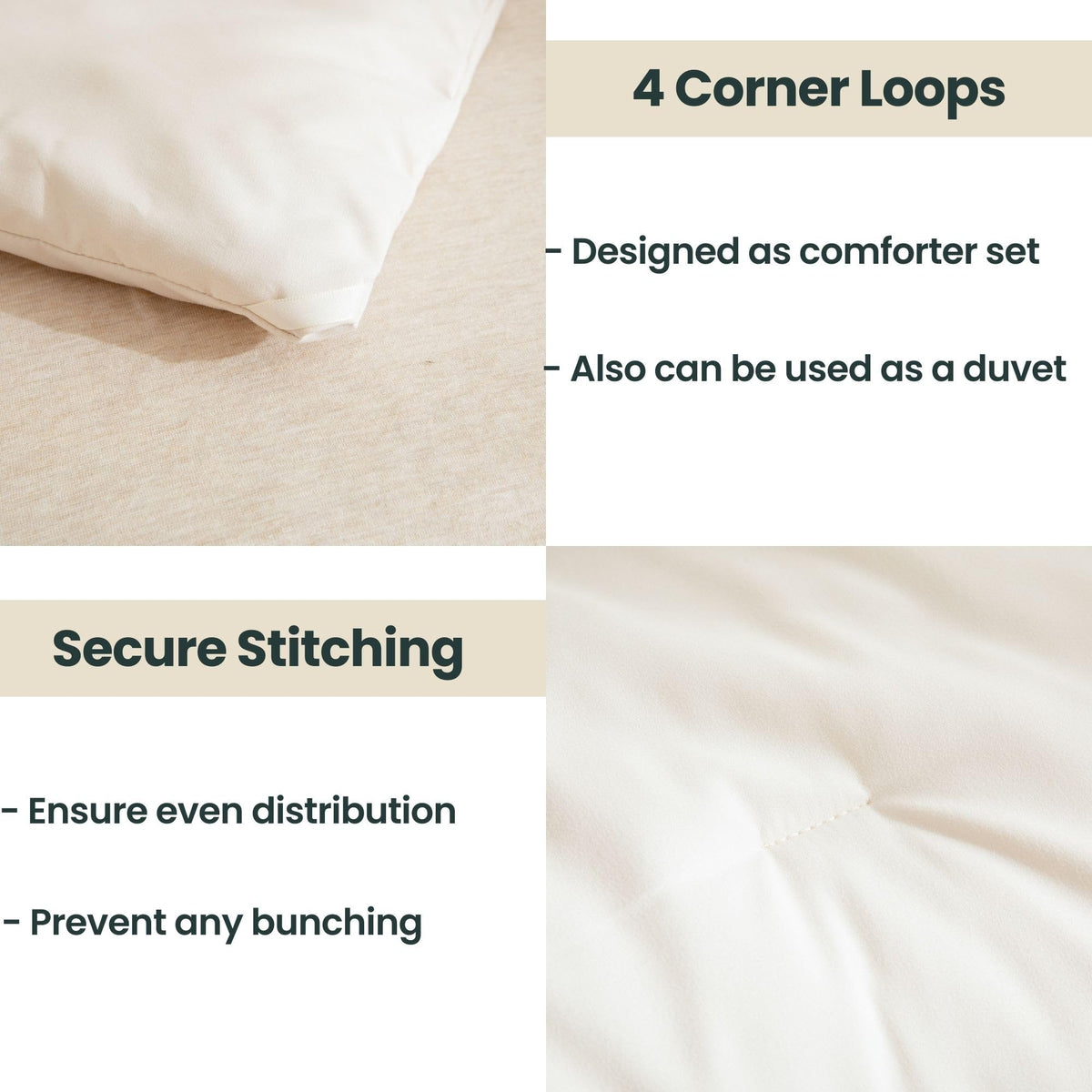 Beige Comforter Set King Size, Cream 3 Pieces Comforter Set, Lightweight Solid Neutral Bedding Set, All Seasons Soft