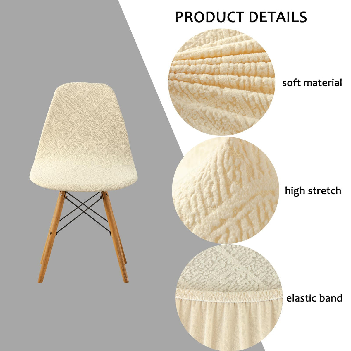 Mid Century Modern Dining Chair Covers Shell Chair Cover Lounge Armless Chair Cover Stretchable Slipcovers (Set of 2)