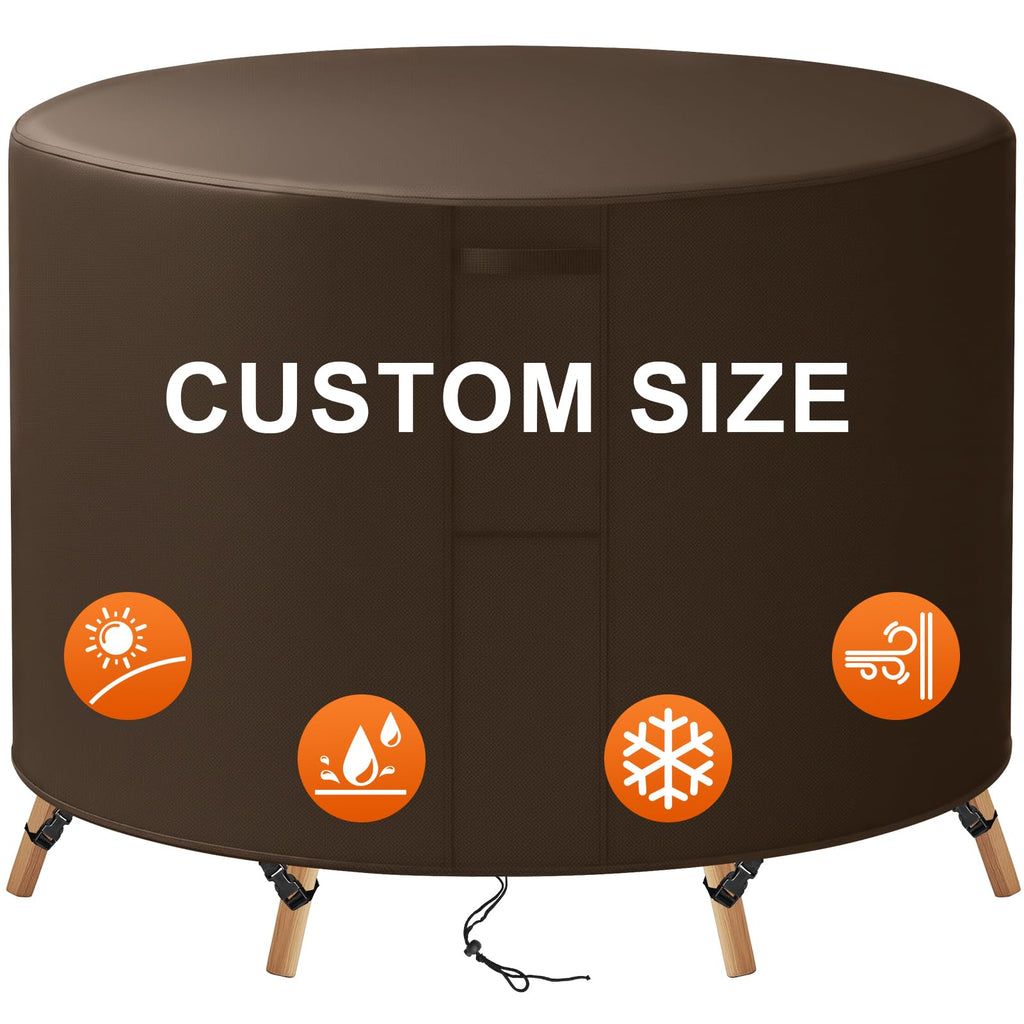 88"(D) x 28"(H) Round Outdoor Furniture Cover, Custom Heavy Duty 420D Waterproof Patio Furniture Cover with