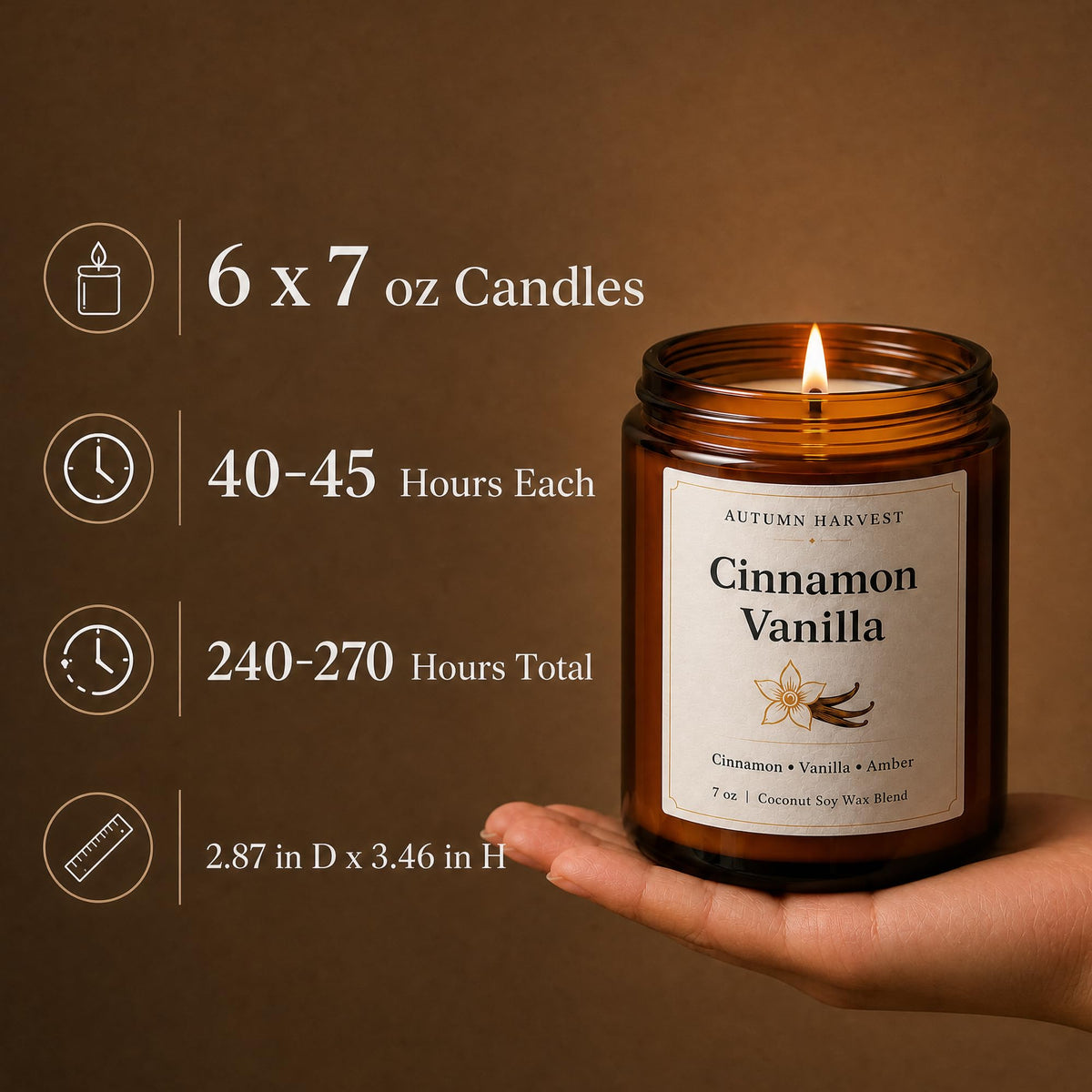 Fall Scented Candle Set of 6, 7 oz Soy Candles, Autumn Gift Set