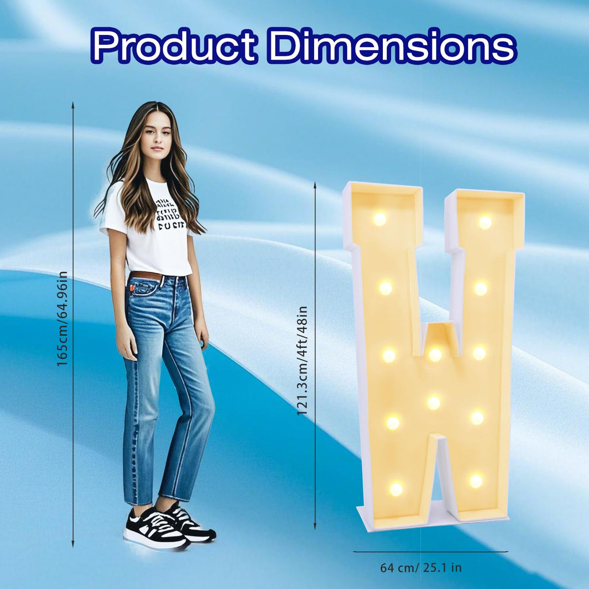 4FT Plastic Marquee Letters W Light Up Number Quick Assembly ToolFree
