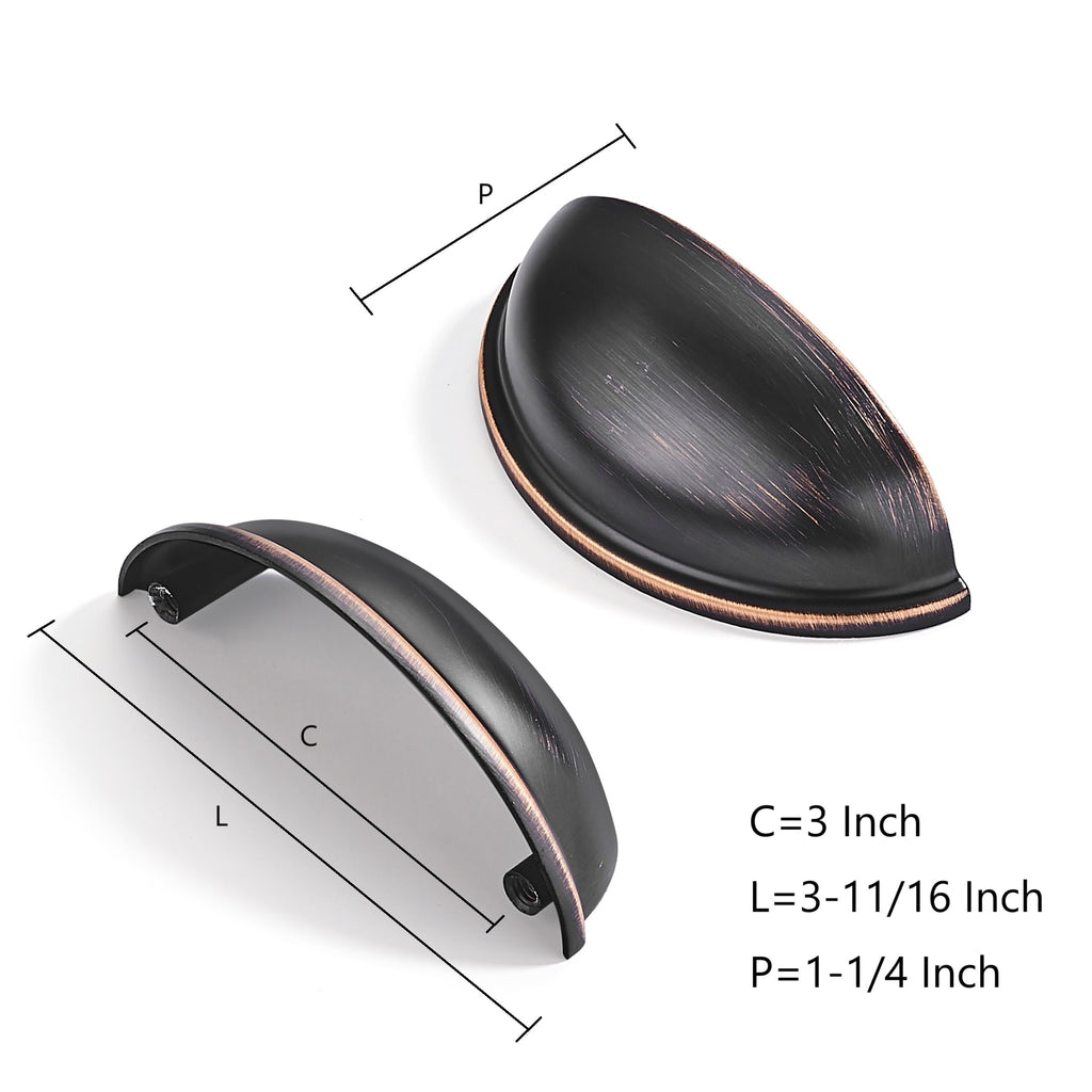 10 Pack 3" Drawer Pulls Oil Rubbed Bronze Cabinet Cup Pulls Kitchen Hardware Cabinet Handles Drawer Handles Knobs 3