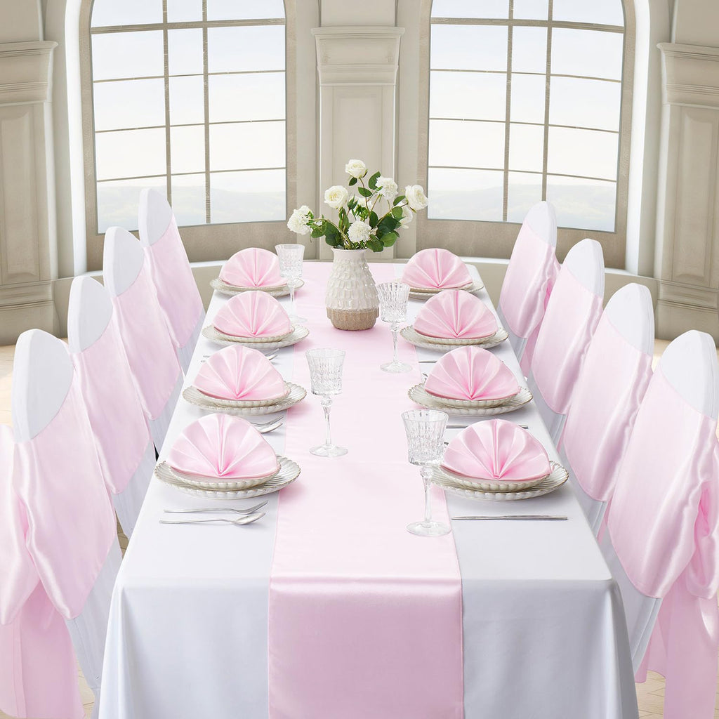 Pink Satin Table Runner, 12x108 Inches, 12 Pack