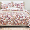 Twin XL 68"X92" Duvet Cover Set, Cotton Printed Bedding for Twin Extra Long Bed, Traditional Paisley Pattern