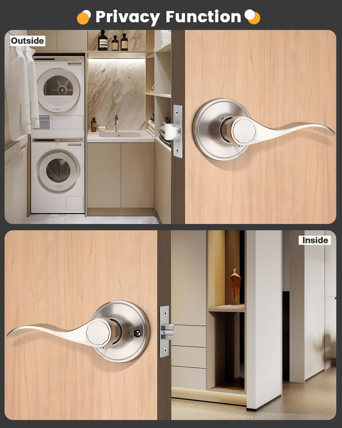 6 Pack Hall and Closet Wave Door Levers in Satin Nickel, Interior Passage Brushed Nickel Heavy Duty Door Knobs