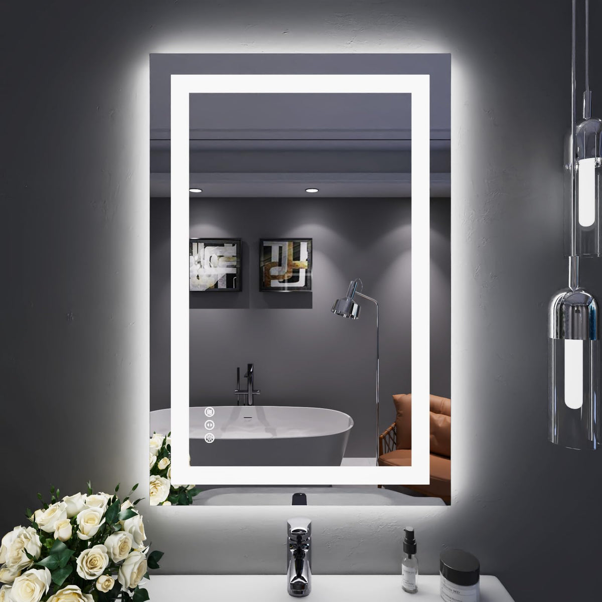 24"X36" LED Bathroom Mirror with Lights, UL Listed