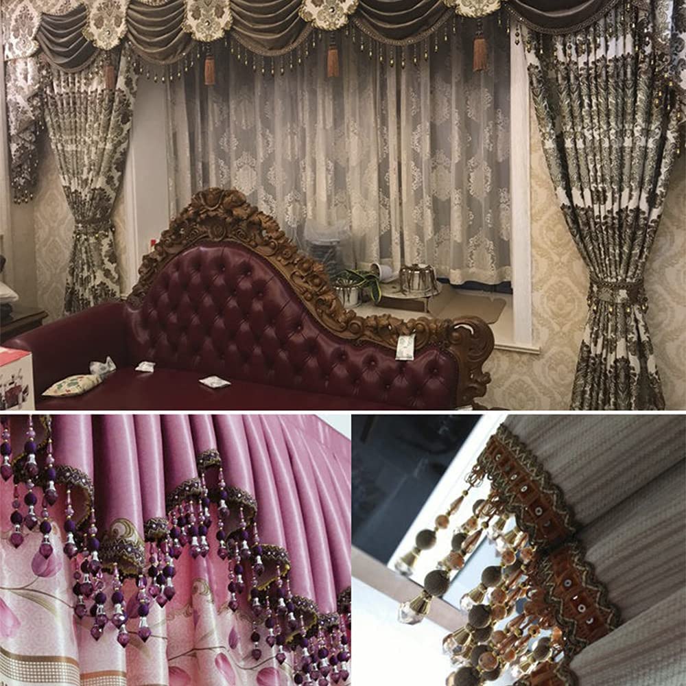 Beading Fringe Trimming Long Beads Tassel Curtain Trim Ribbon Trim for Cover Edge Decorative (Purple) - 3yards