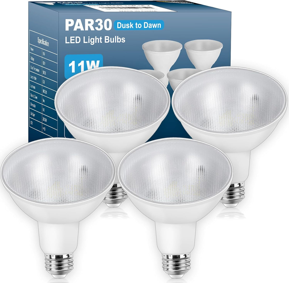 PAR30 Outdoor Flood Light Bulbs,11W 1000LM 5000K Daylight White