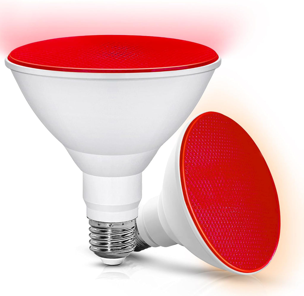 Par38 Red LED Flood Light Bulbs Outdoor, 120V 150W Equivalent 15W, E26 Base