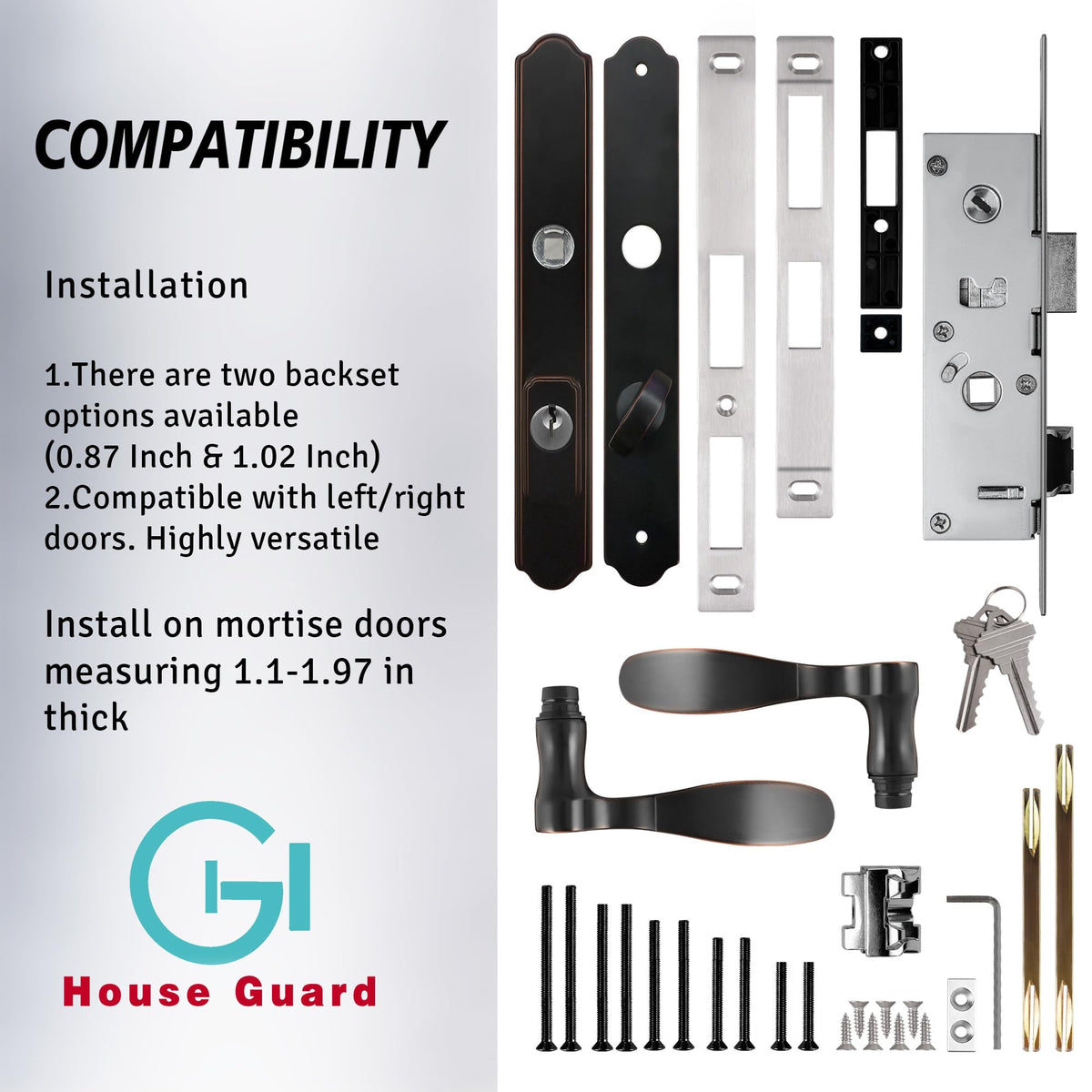Oil Rubbed Bronze Storm Door Handle Set with Lock and Key