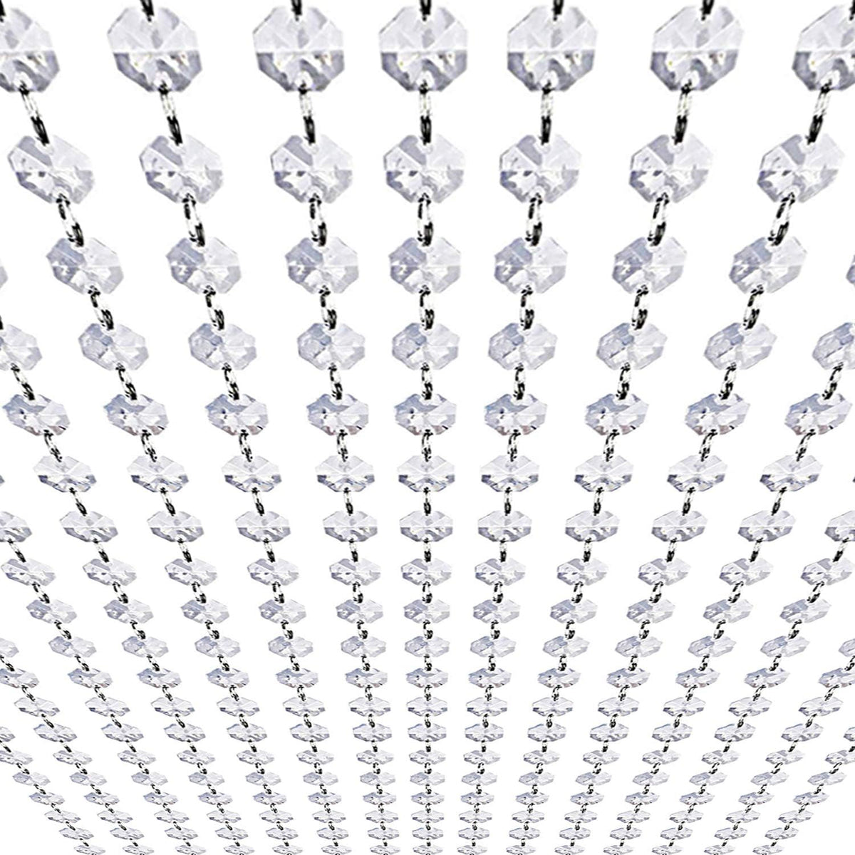 99ft Acrylic Crystal Garland Strands - Hanging Chandelier Gem Bead Chain - 14mm Clear Octagon Prism Diamond String