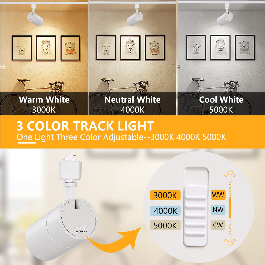 30W Dimmable LED Track Lighting Heads H Type, White 4 Pack