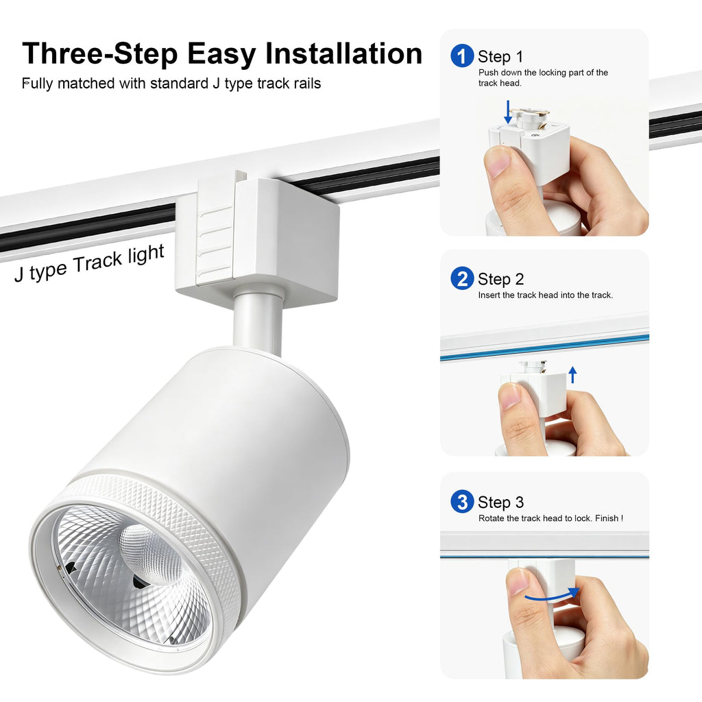 10W LED Black Track Lighting Heads, J Type Track Lighting Rail Ceiling Spotlight for Accent Task Wall Art Exhibition