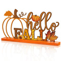 Fall Decorations Metal Pumpkin Table Sign with Wood Base