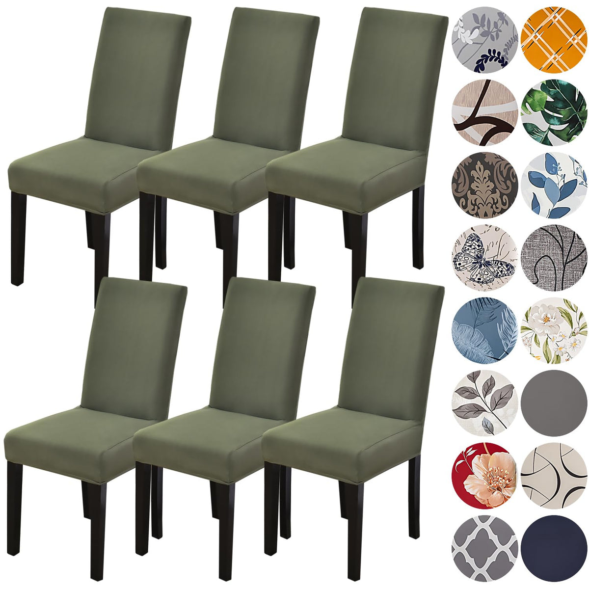 Dining Chair Covers Set of 6 Stretch Chair Slipcovers Washable