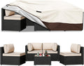 Waterproof Outdoor Patio Furniture Covers,126"L x 63"W x 28"H,Beige | Heavy-Duty Fabric, Fits 5-8 Piece Outdoor