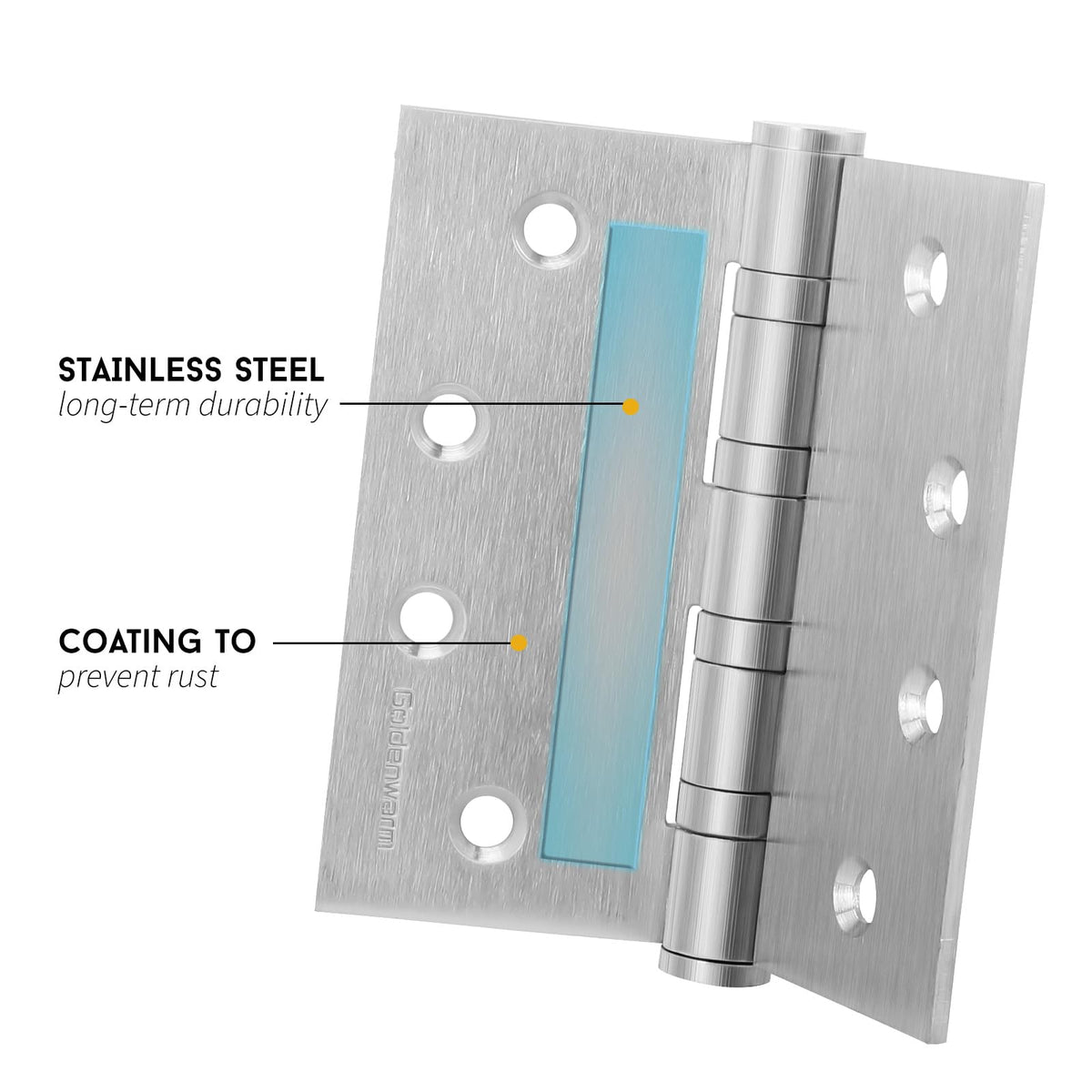 3 Pack Satin Nickel 4" Door Hinges 4in x 4in with Square Corner