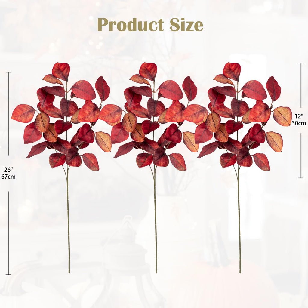 5 PCS Fall Leaves Artificial Magnolia Leaf Branches, 26" Autumn Fake Plant Stems for Vase Floral Arrangement Kitchen