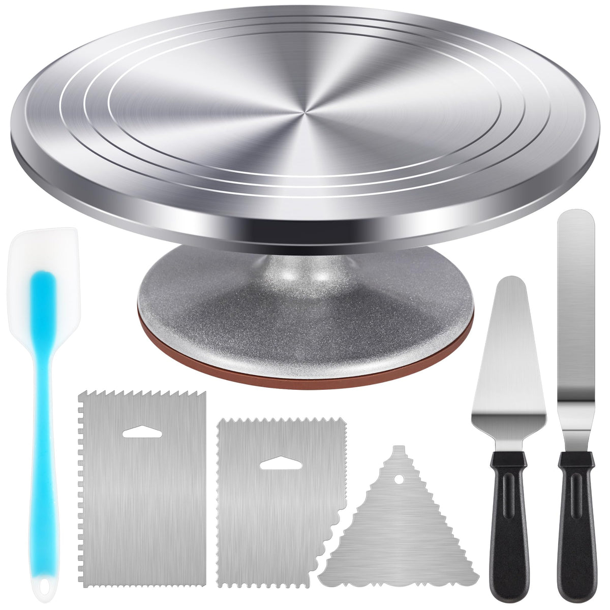 12" Aluminum Cake Turntable Set, Rotating Cake Stand for Decorating