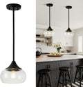 Modern Pendant Lights for Kitchen Island, Black Pendant Light Fixtures with 8.5" Clear Glass Shade, Industrial