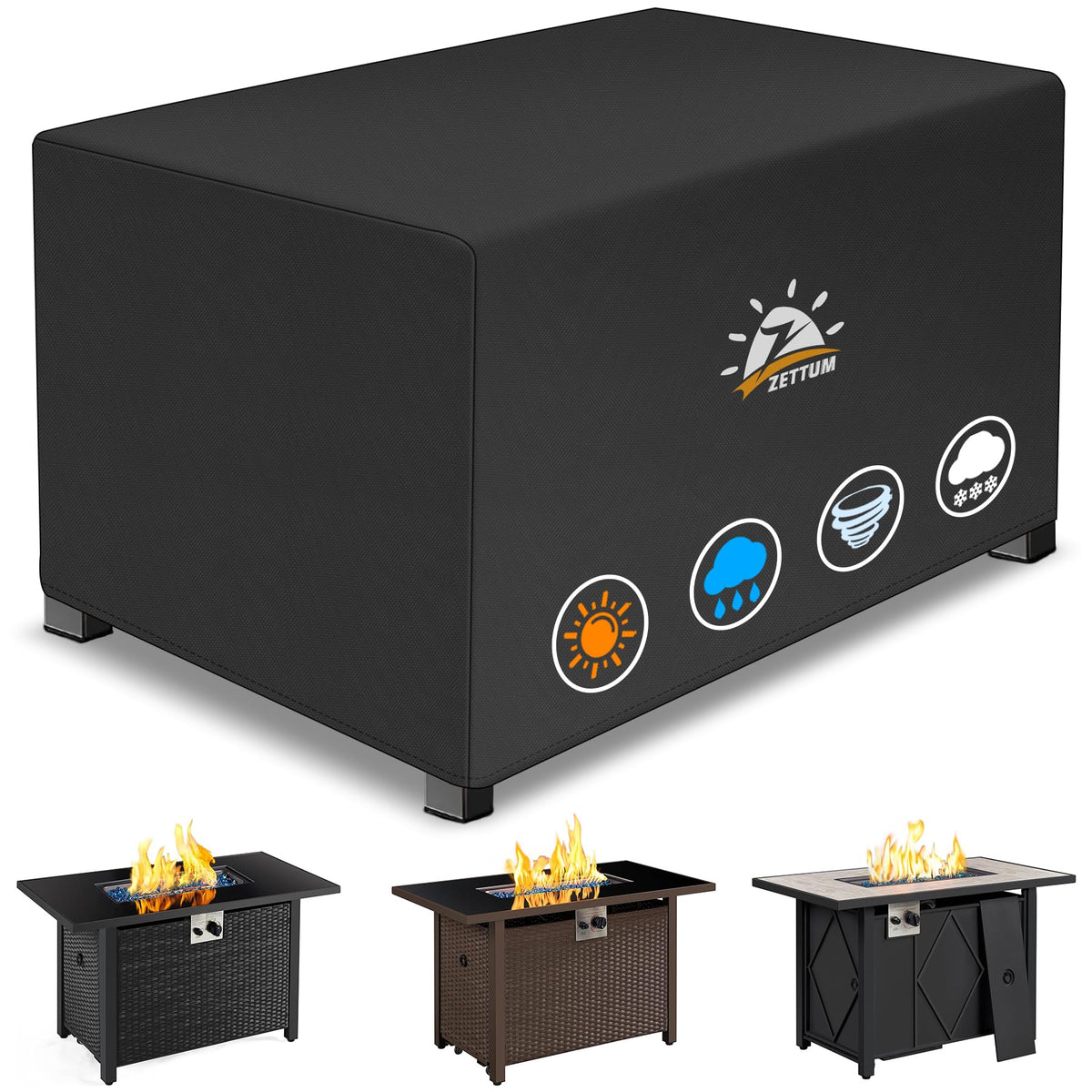 Fire Pit Cover Rectangular 54 Inch - Outdoor Fire Table Cover Rectangle Heavy Duty & Waterproof, 600D Patio Propane