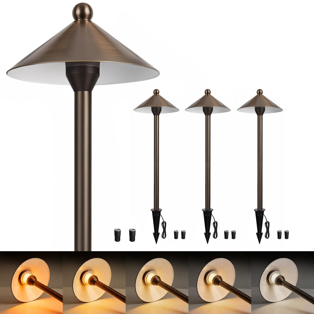 Brass Low Voltage Pathway Lights Outdoor Wired, Landscape Path Lights