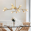 35.4" 12-Light Gold Modern Crystal Chandelier