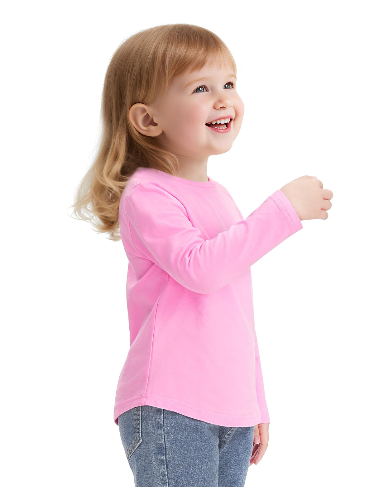 3 Pack Toddler Girls Long Sleeve Shirts Crewneck Soft Cotton Tees