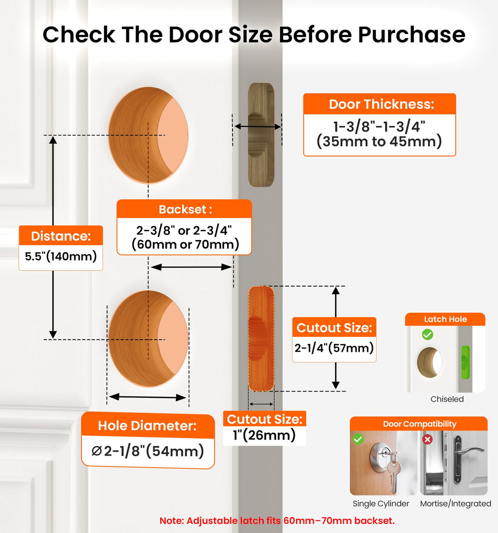 Keyed Alike Front Door Handle Lock Set with Deadbolt, Matte Black
