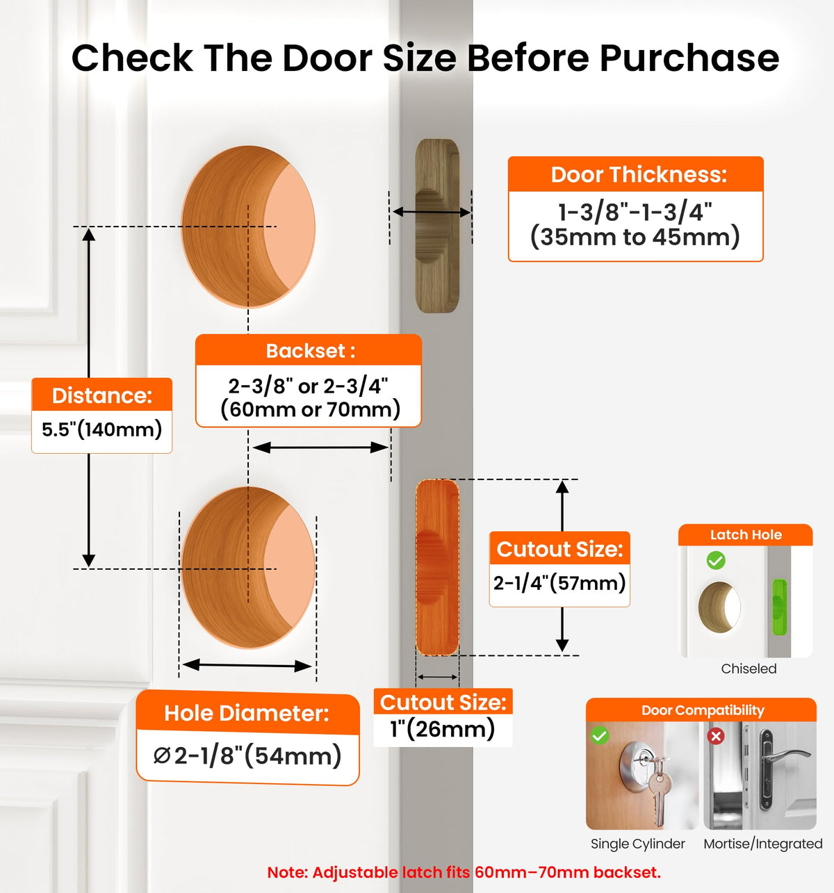 Keyed Alike Front Door Handle Lock Set with Deadbolt, Matte Black