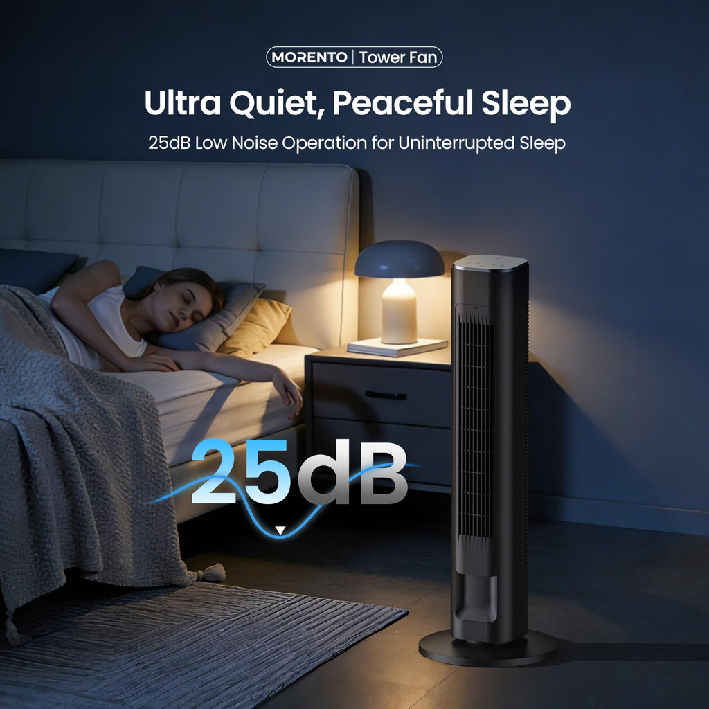 Smart Tower Fan with Remote, WiFi/App/Voice Control, 25dB, Black