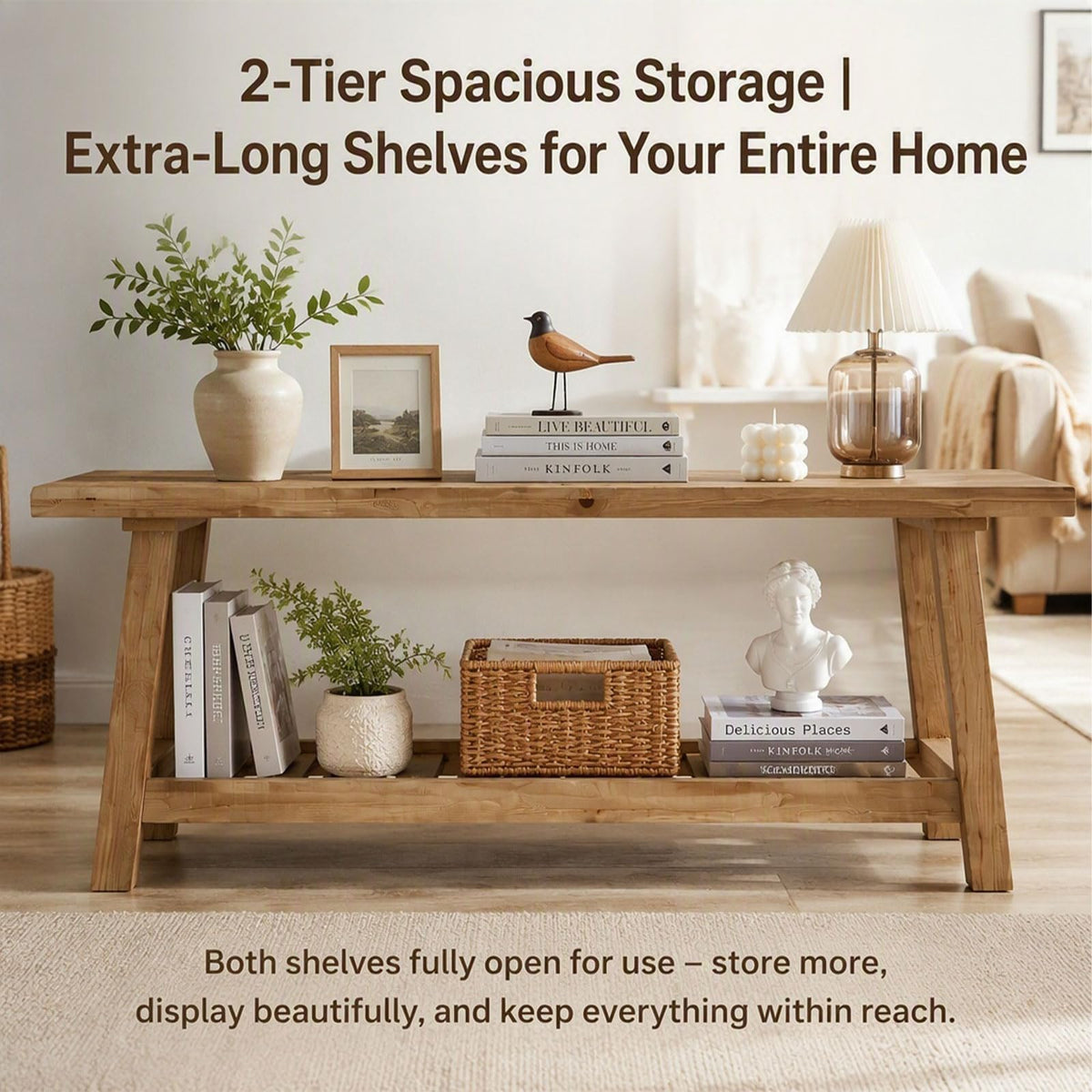 Reclaimed Entryway Bench Solid Wood Bench with Storage Shelf 43.3"