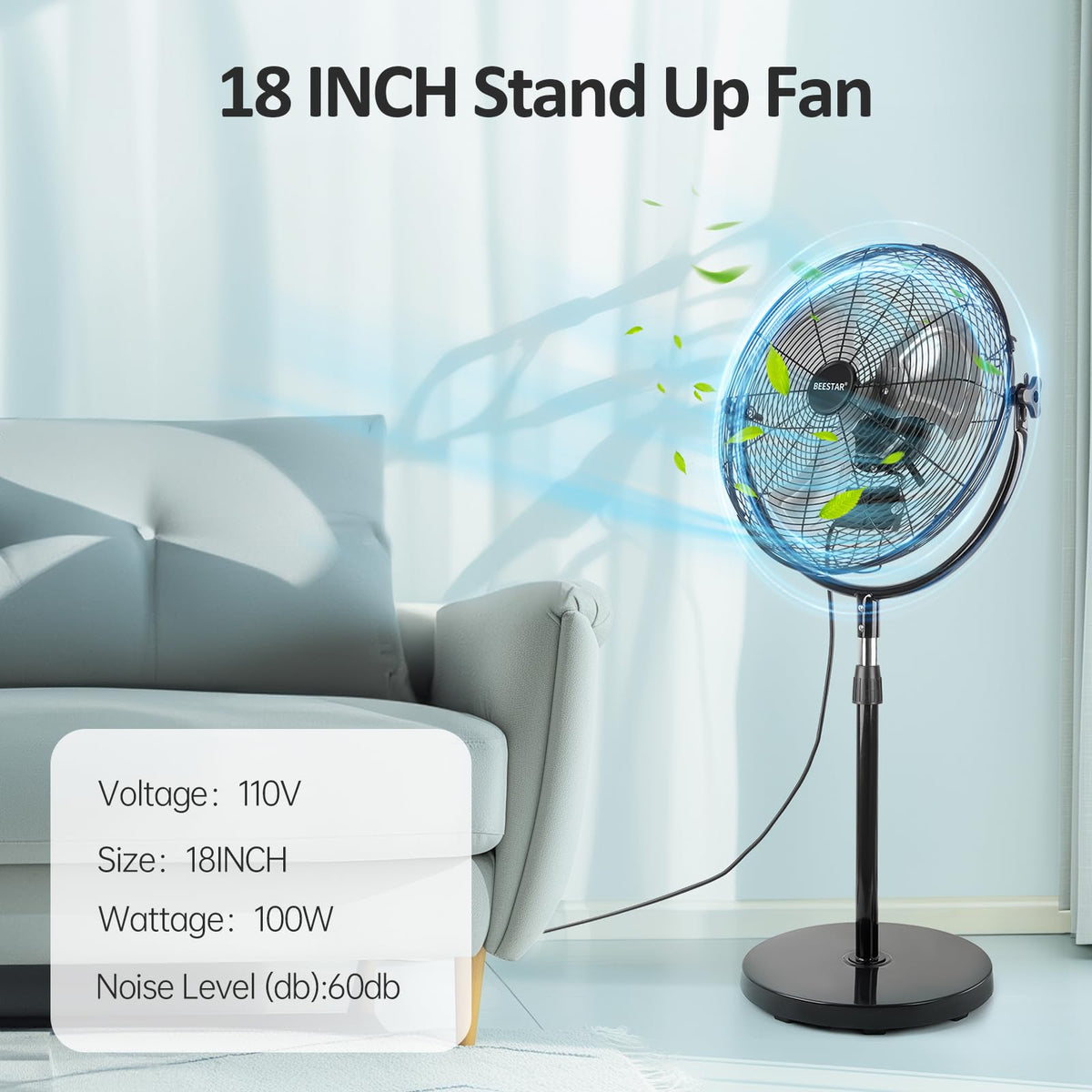 18 Inch Heavy Duty High Velocity Metal Stand Pedestal Fan