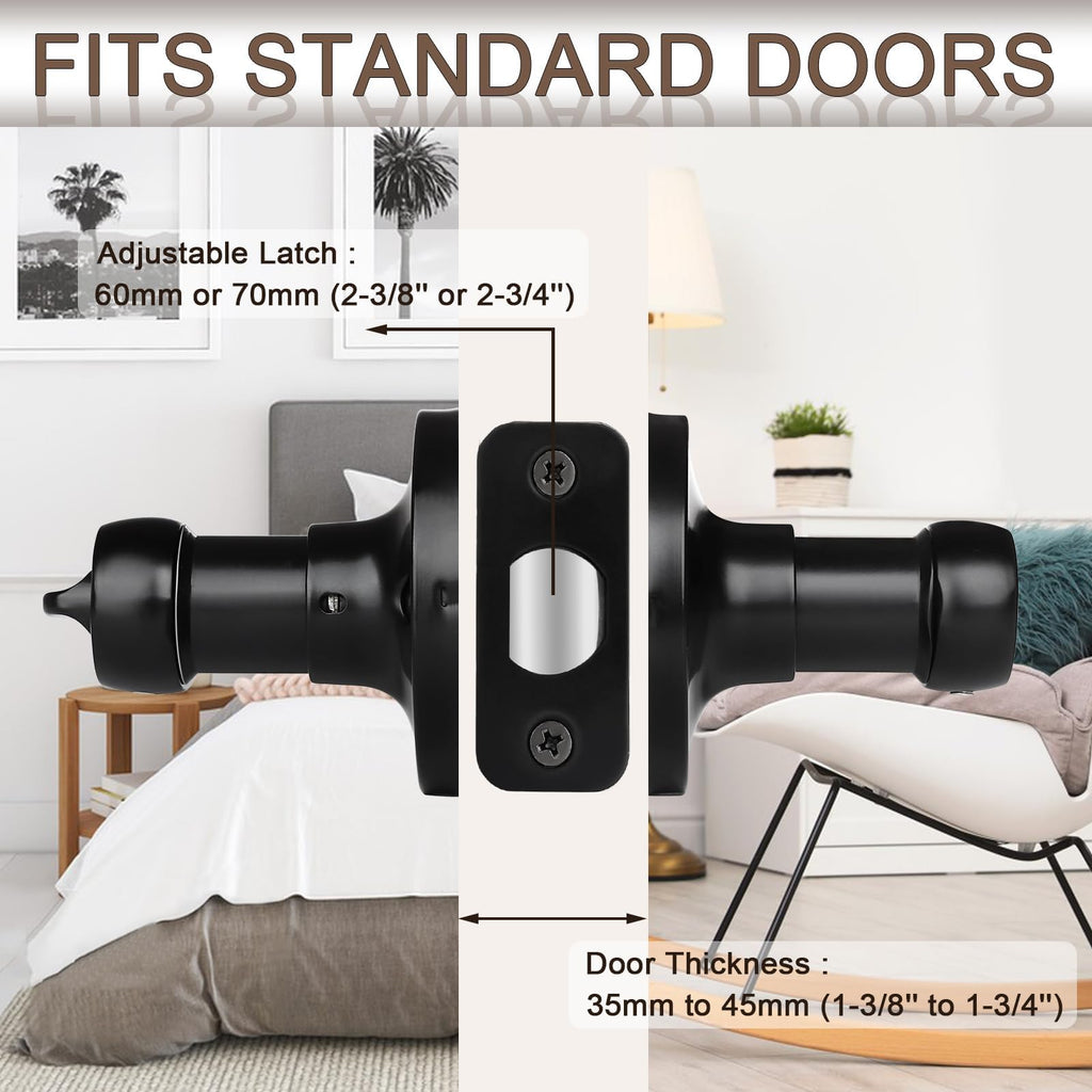 10 Pack Matte Black Door Handles Privacy Door Levers, Heavy Duty Bed and Bath Door Locks Interior Door Knobs
