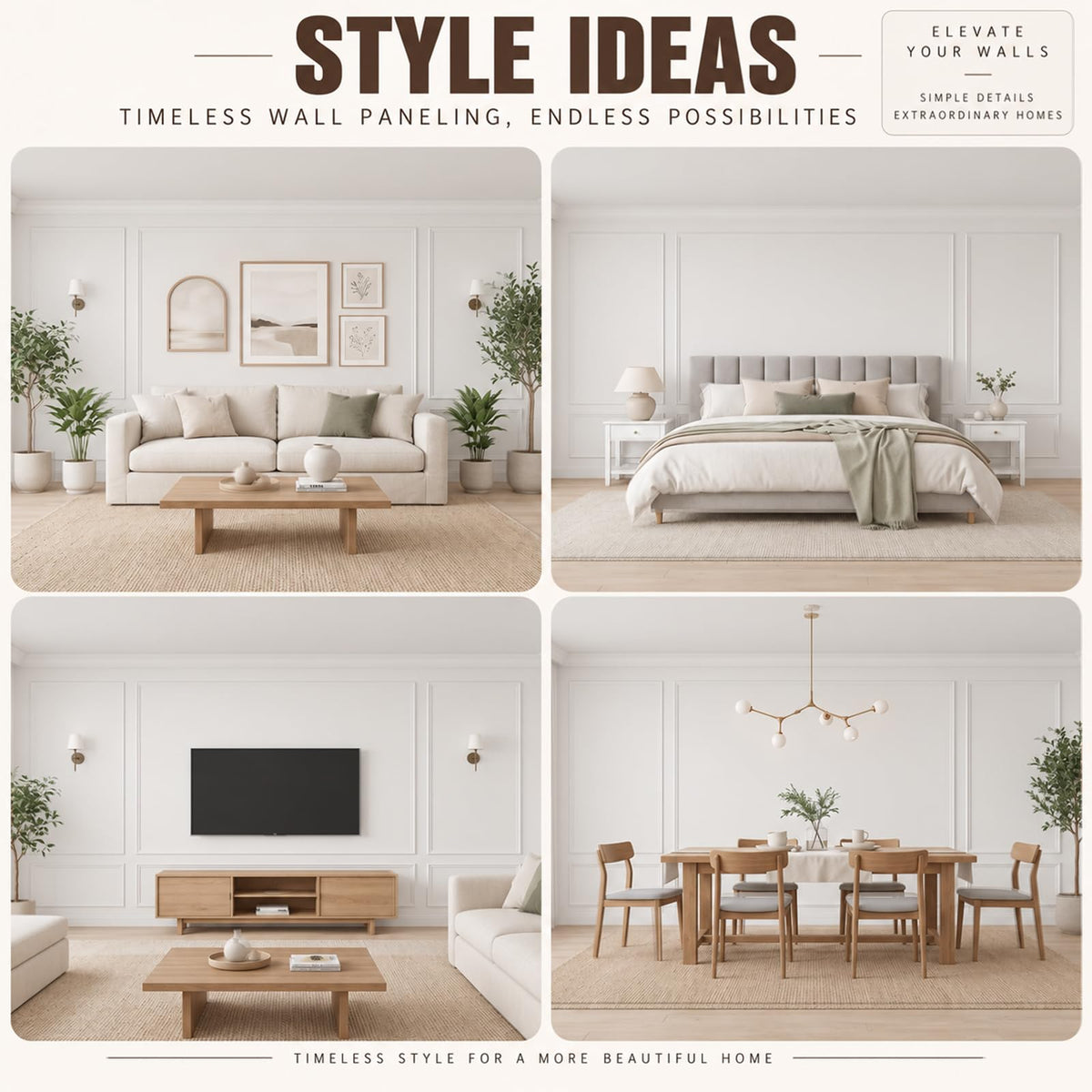 Peel and Stick Wall Molding Kit, 6-Frame 3D Premade