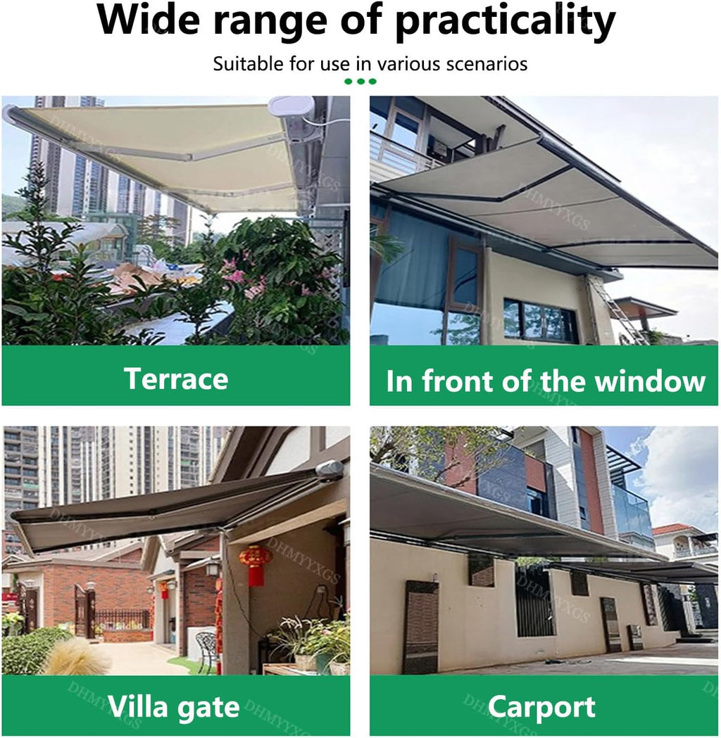 Electric Retractable Patio Awning 6.6 ft W x 4.9 ft Projection (2 x 1.5 m) - Motorized Sunshade Shelter, Waterproof & UV-Resistant Canopy for Deck, Balcony