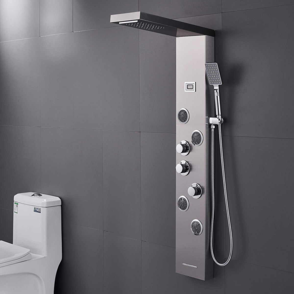 5-in-1 LED Shower Panel Tower System Stainless Steel Brushed Nickel
