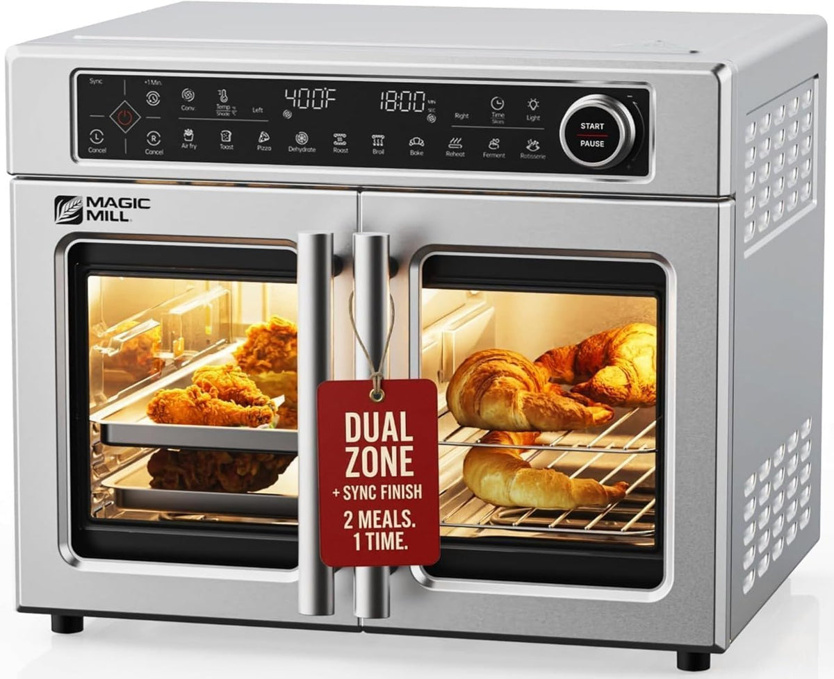 Ultra-Premium Air Fryer Toaster Oven Combo With Independent Dual-Zone Technology, Extra Large 32QT French Door