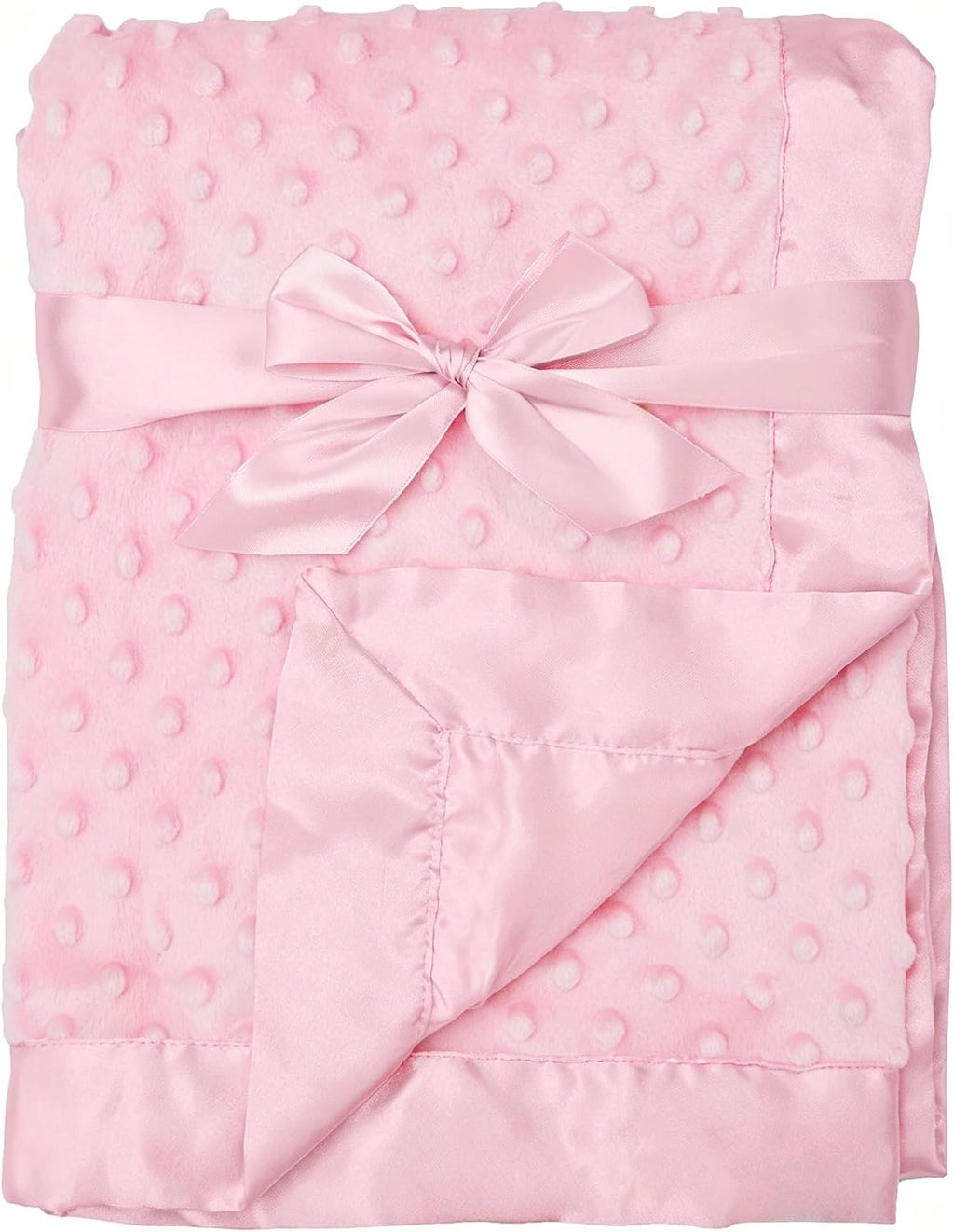 Heavenly Soft Chenille Receiving Blanket (30" x 40"), Layer Design with Minky Dot & Silky Satin, Pink, for Boys
