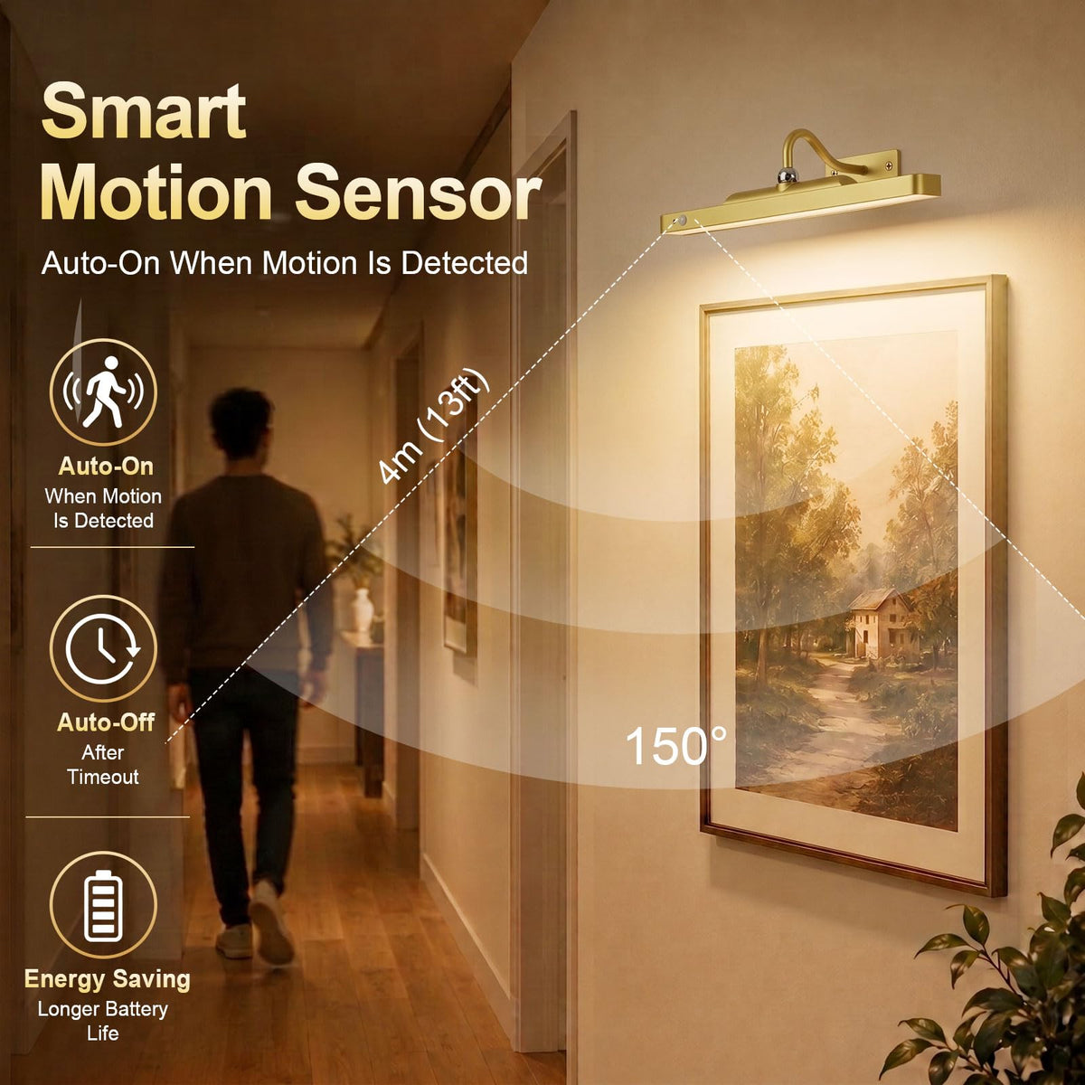 Picture Lights for Wall, Rechargeable Motion Sensor Art Light