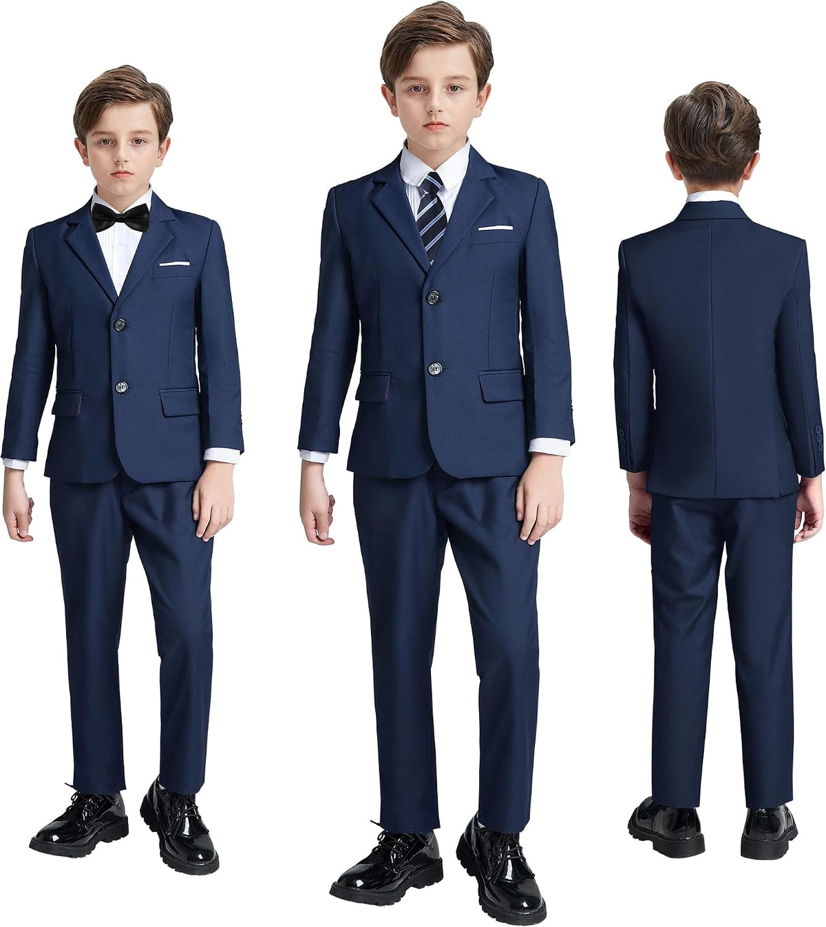 Boys Formal Suits Slim Fit 5 Piece Kids Jacket Pants Set with Shirt Tie