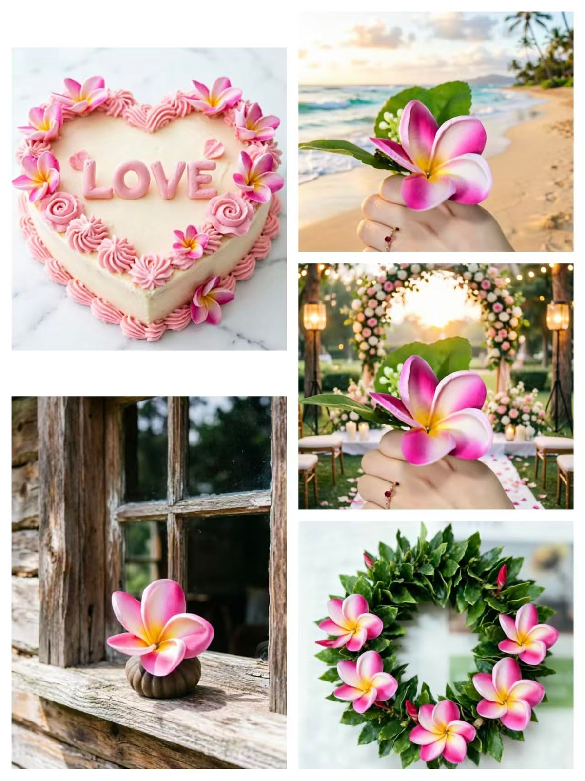 Birthday Gifts for Women 20pcs White Hot Pink PU Real Touch Hawaiian Plumeria Frangipani Artificial for DIY Birthday