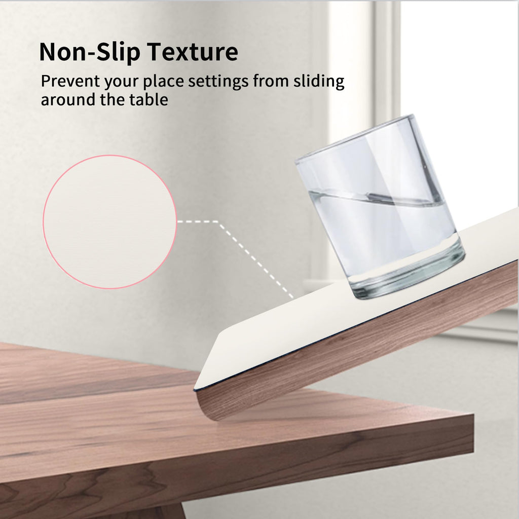 Faux Leather Placemats Set of 8, Easy to Clean, Ivory White