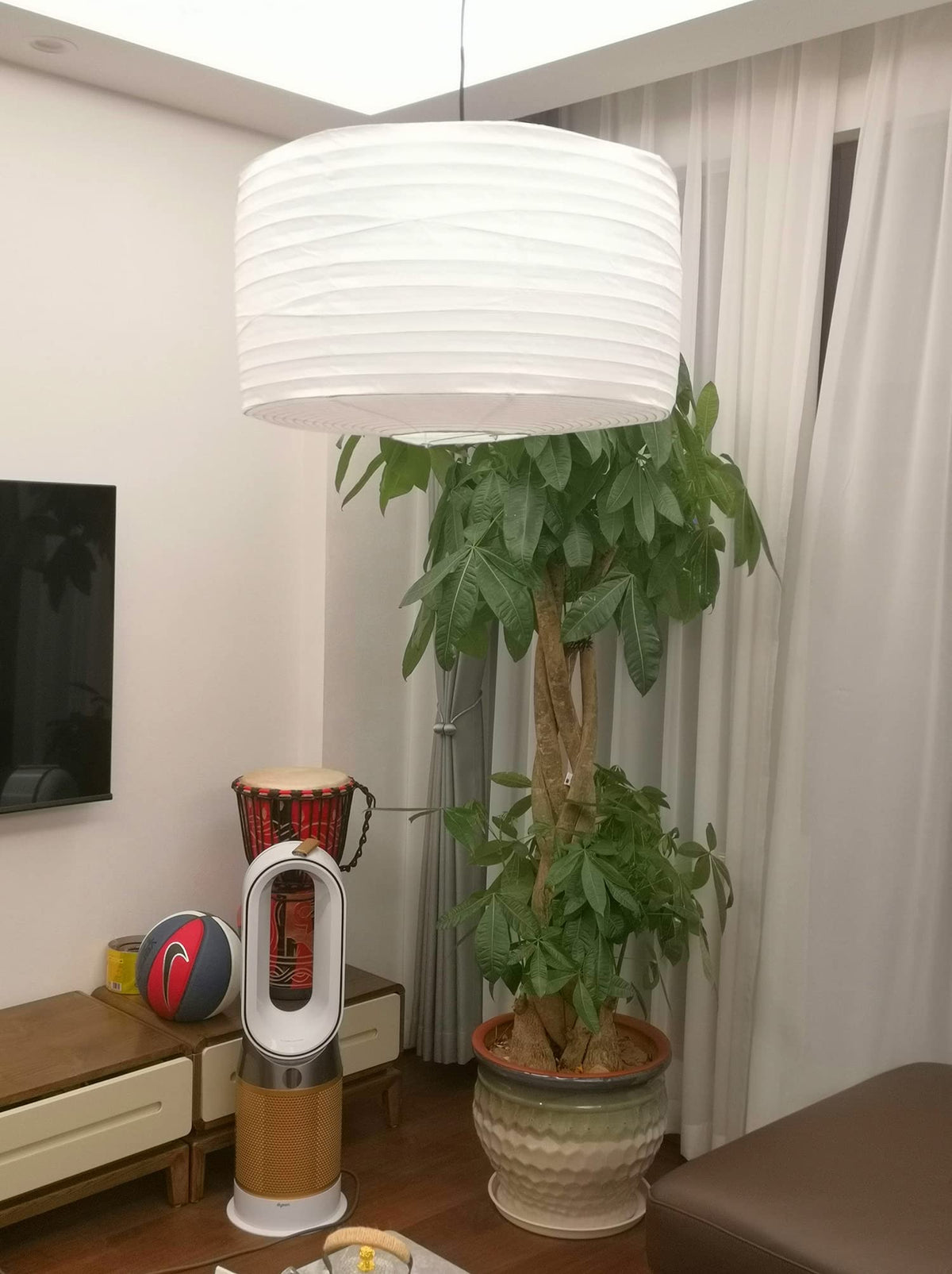 Inspired Noguchi Style Paper Lantern Lights Hanging Drum Paper Lampshade, 2PCS 18 inch