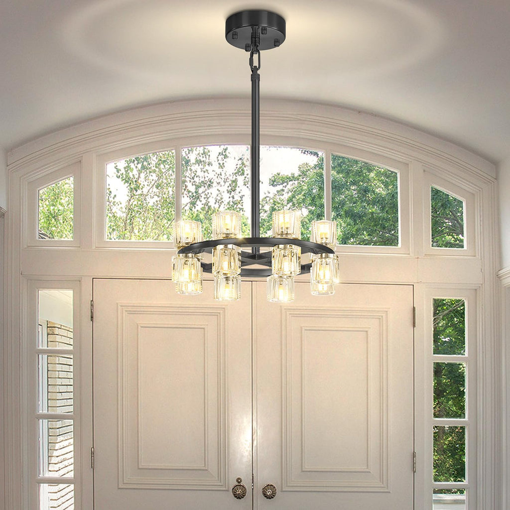 16" 16-Light Black Wagon Wheel Chandelier