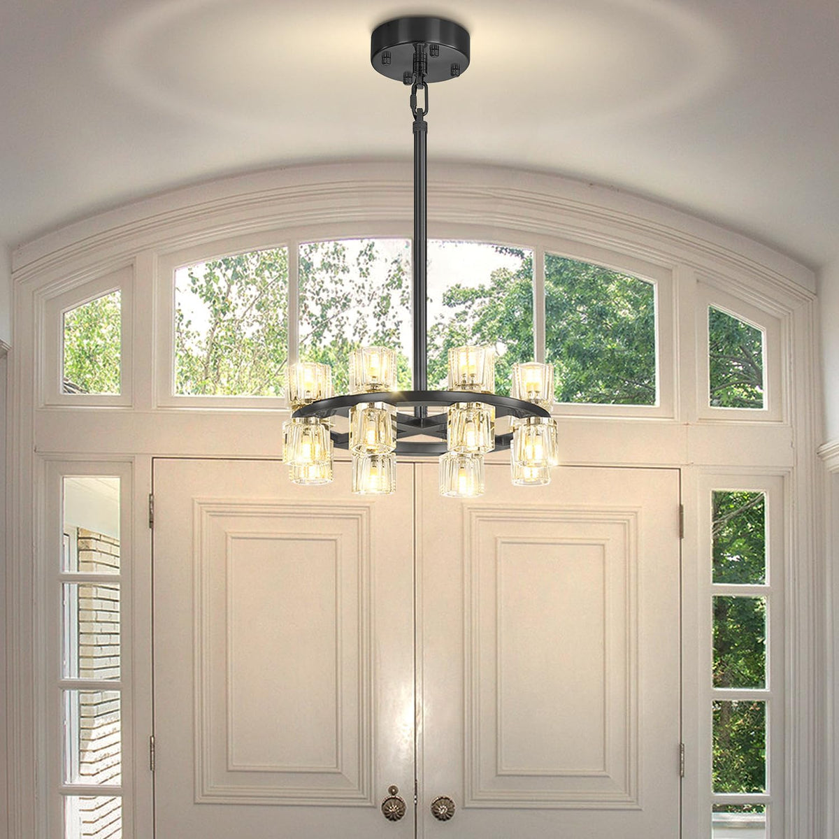 16" 16-Light Black Wagon Wheel Chandelier